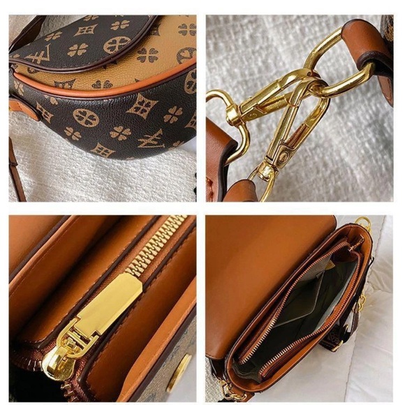 Brown Two Tone Designer Saddle Crossbody Bag - Picture 6 of 10